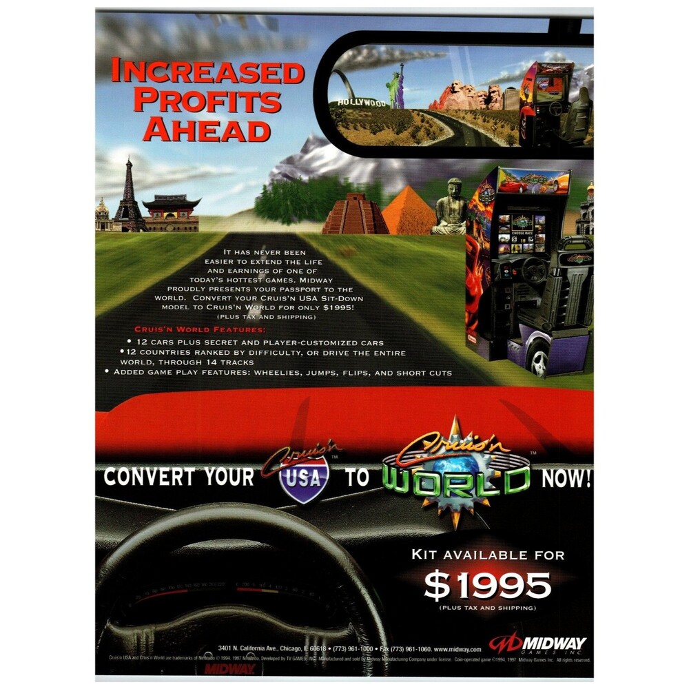 JOB LOT 5x Original NOS Midway Cruis'n World Kit Arcade Flyers Wholesale Dealer